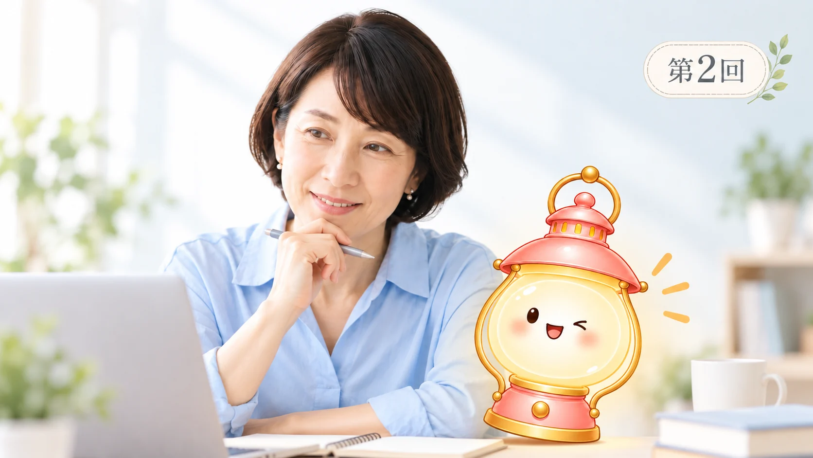 WordPressで何ができるかを考える安藤広恵さんとあかりちゃんの第2回アイキャッチ